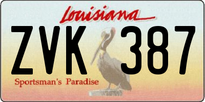 LA license plate ZVK387