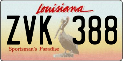 LA license plate ZVK388