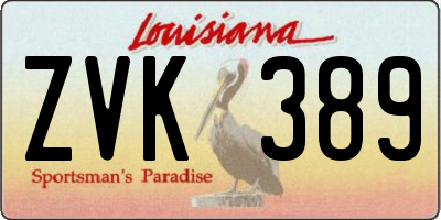 LA license plate ZVK389