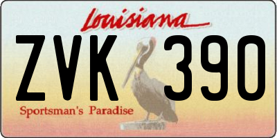 LA license plate ZVK390