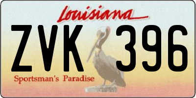 LA license plate ZVK396