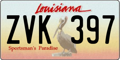 LA license plate ZVK397