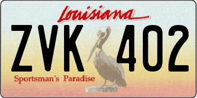 LA license plate ZVK402