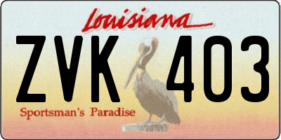 LA license plate ZVK403