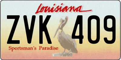 LA license plate ZVK409