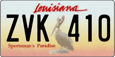 LA license plate ZVK410