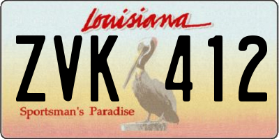 LA license plate ZVK412