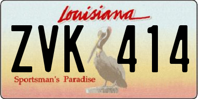 LA license plate ZVK414