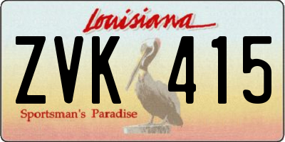 LA license plate ZVK415