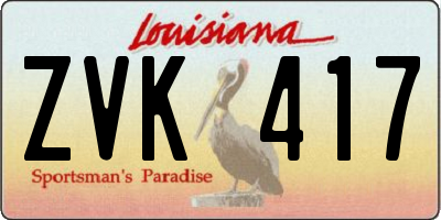 LA license plate ZVK417