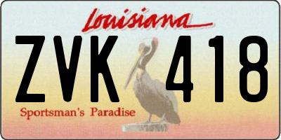 LA license plate ZVK418