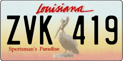 LA license plate ZVK419