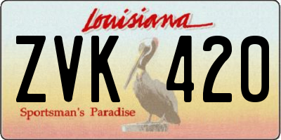 LA license plate ZVK420