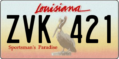 LA license plate ZVK421