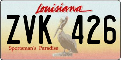 LA license plate ZVK426