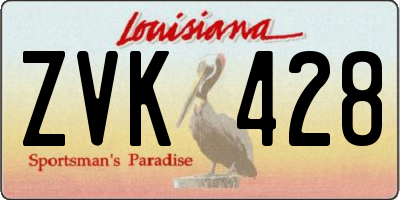 LA license plate ZVK428