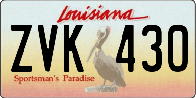 LA license plate ZVK430