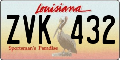 LA license plate ZVK432