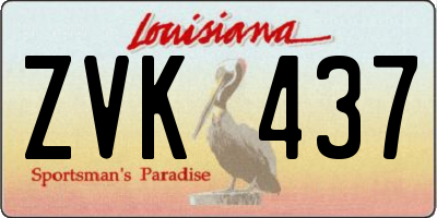 LA license plate ZVK437