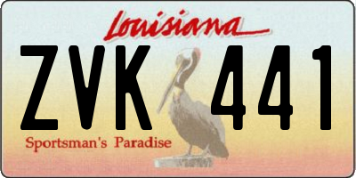 LA license plate ZVK441