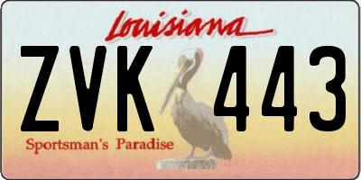 LA license plate ZVK443