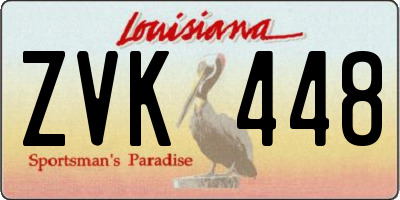 LA license plate ZVK448