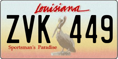 LA license plate ZVK449