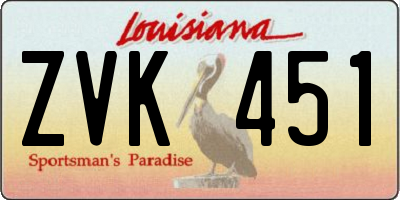 LA license plate ZVK451