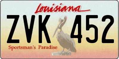 LA license plate ZVK452