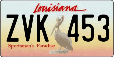 LA license plate ZVK453