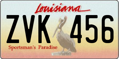 LA license plate ZVK456