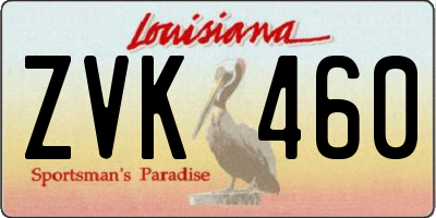 LA license plate ZVK460