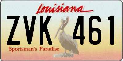 LA license plate ZVK461