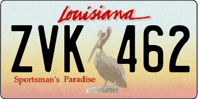 LA license plate ZVK462