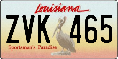 LA license plate ZVK465