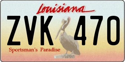 LA license plate ZVK470