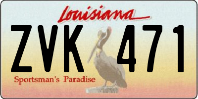 LA license plate ZVK471