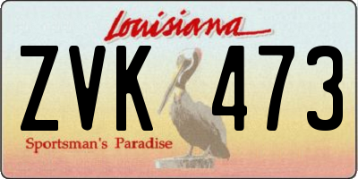 LA license plate ZVK473