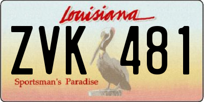 LA license plate ZVK481