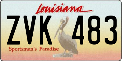 LA license plate ZVK483