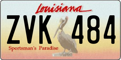 LA license plate ZVK484