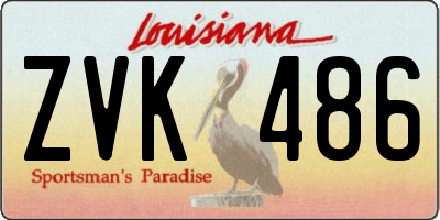 LA license plate ZVK486