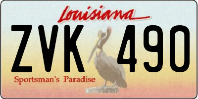 LA license plate ZVK490