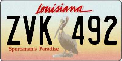 LA license plate ZVK492