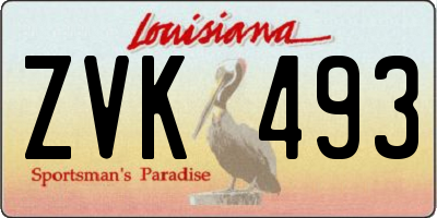 LA license plate ZVK493