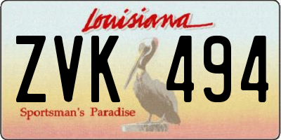 LA license plate ZVK494