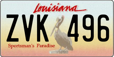 LA license plate ZVK496