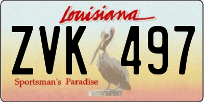 LA license plate ZVK497