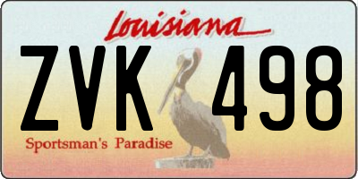 LA license plate ZVK498