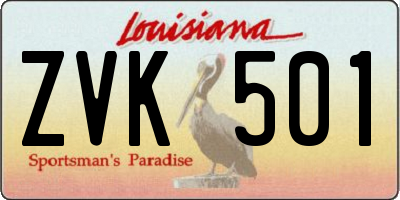 LA license plate ZVK501